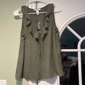 White House Black Market olive green top size small NWT